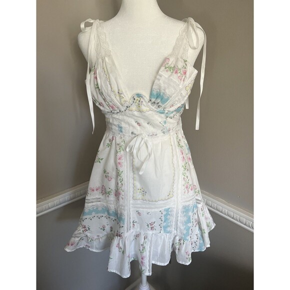 Revolve For Love & Lemons Dress Shea Mini Floral Ivory Size XXS - Picture 2 of 9